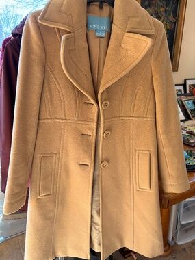 Nine West Fitted Wool Camel Tan Beige Lady Day Coat